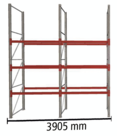 META Pallet rack MULTIPAL for 16 pallets, 3905 mm wide, 4 storage levels