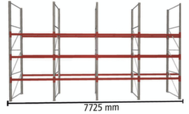 META Pallet rack MULTIPAL for 32 pallets, 7725 mm wide, 4 storage levels
