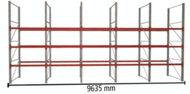 META Pallet rack MULTIPAL for 40 pallets, 9635 mm wide, 4 storage levels