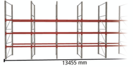 META Pallet rack MULTIPAL for 56 pallets, 13455 mm wide, 4 storage levels