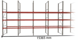 META Pallet rack MULTIPAL for 64 pallets, 15365 mm wide, 4 storage levels