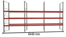 META Pallet rack MULTIPAL for 36 pallets, 8440 mm wide, 4 storage levels