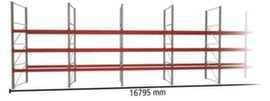 META Pallet rack MULTIPAL for 72 pallets, 16795 mm wide, 4 storage levels