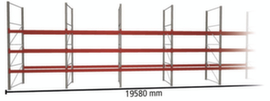 META Pallet rack MULTIPAL for 84 pallets, 19580 mm wide, 4 storage levels