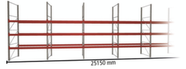 META Pallet rack MULTIPAL for 108 pallets, 25150 mm wide, 4 storage levels