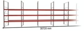 META Pallet rack MULTIPAL for 132 pallets, 30720 mm wide, 4 storage levels