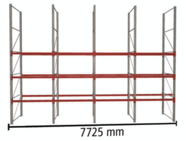 META Pallet rack MULTIPAL for 32 pallets, 7725 mm wide, 4 storage levels