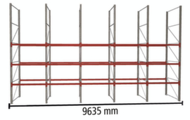 META Pallet rack MULTIPAL for 40 pallets, 9635 mm wide, 4 storage levels