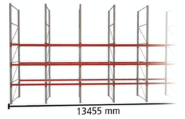 META Pallet rack MULTIPAL for 56 pallets, 13455 mm wide, 4 storage levels