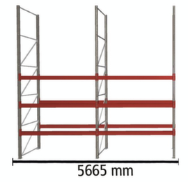META Pallet rack MULTIPAL for 24 pallets, 5665 mm wide, 4 storage levels
