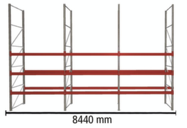 META Pallet rack MULTIPAL for 36 pallets, 8440 mm wide, 4 storage levels
