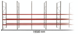 META Pallet rack MULTIPAL for 84 pallets, 19580 mm wide, 4 storage levels