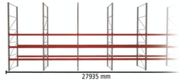 META Pallet rack MULTIPAL for 120 pallets, 27935 mm wide, 4 storage levels