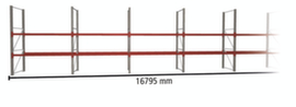 META Pallet rack MULTIPAL for 36 pallets, 16795 mm wide, 3 storage levels