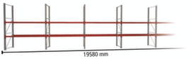 META Pallet rack MULTIPAL for 42 pallets, 19580 mm wide, 3 storage levels