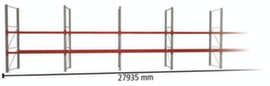 META Pallet rack MULTIPAL for 60 pallets, 27935 mm wide, 3 storage levels