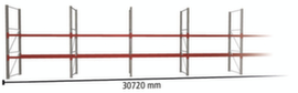 META Pallet rack MULTIPAL for 66 pallets, 30720 mm wide, 3 storage levels