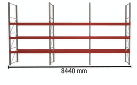 META Pallet rack MULTIPAL for 24 pallets, 8440 mm wide, 4 storage levels
