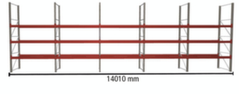 META Pallet rack MULTIPAL for 40 pallets, 14010 mm wide, 4 storage levels