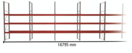 META Pallet rack MULTIPAL for 48 pallets, 16795 mm wide, 4 storage levels
