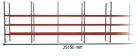 META Pallet rack MULTIPAL for 72 pallets, 25150 mm wide, 4 storage levels