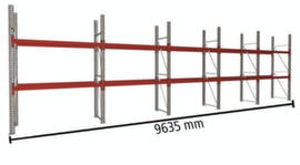 META Pallet rack MULTIPAL for 15 pallets, 9635 mm wide, 3 storage levels