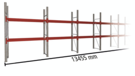 META Pallet rack MULTIPAL for 21 pallets, 13455 mm wide, 3 storage levels