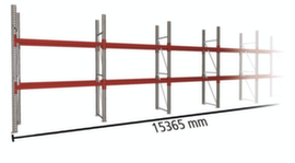 META Pallet rack MULTIPAL for 24 pallets, 15365 mm wide, 3 storage levels