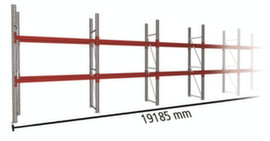 META Pallet rack MULTIPAL for 30 pallets, 19185 mm wide, 3 storage levels