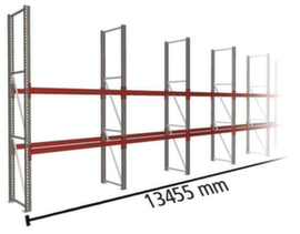 META Pallet rack MULTIPAL for 21 pallets, 13455 mm wide, 3 storage levels