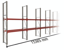 META Pallet rack MULTIPAL for 24 pallets, 15365 mm wide, 3 storage levels