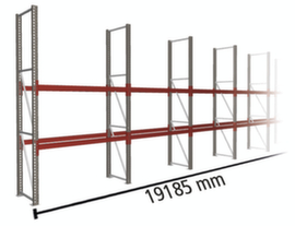 META Pallet rack MULTIPAL for 30 pallets, 19185 mm wide, 3 storage levels