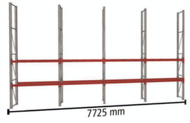 META Pallet rack MULTIPAL for 16 pallets, 7725 mm wide, 4 storage levels