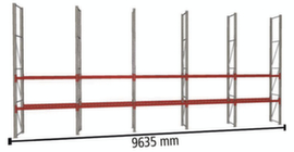 META Pallet rack MULTIPAL for 20 pallets, 9635 mm wide, 4 storage levels