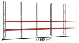 META Pallet rack MULTIPAL for 32 pallets, 15365 mm wide, 4 storage levels