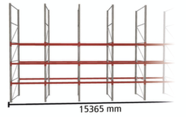META Pallet rack MULTIPAL for 32 pallets, 15365 mm wide, 4 storage levels