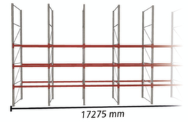 META Pallet rack MULTIPAL for 36 pallets, 17275 mm wide, 4 storage levels