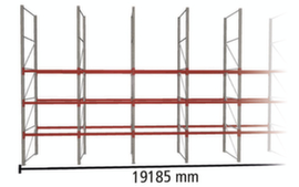 META Pallet rack MULTIPAL for 40 pallets, 19185 mm wide, 4 storage levels