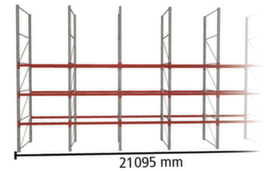 META Pallet rack MULTIPAL for 44 pallets, 21095 mm wide, 4 storage levels