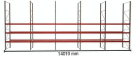 META Pallet rack MULTIPAL for 40 pallets, 14010 mm wide, 4 storage levels
