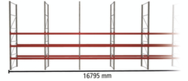 META Pallet rack MULTIPAL for 48 pallets, 16795 mm wide, 4 storage levels