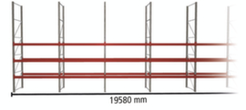 META Pallet rack MULTIPAL for 56 pallets, 19580 mm wide, 4 storage levels
