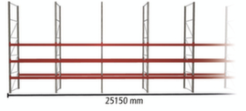 META Pallet rack MULTIPAL for 72 pallets, 25150 mm wide, 4 storage levels