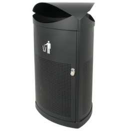 Litter garbage can with protective roof, 60 l, black